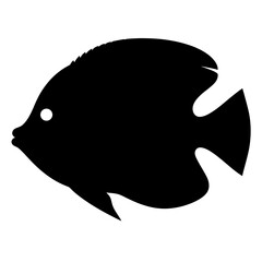 electric blue ram fish vector silhouette icon, black and white illustration of fish.
