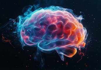 Fototapeta premium Abstract Glowing Brain Digital Particle Rendering