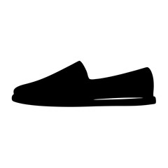 espadrilles vector silhouette icon, black and white illustration of footwear.