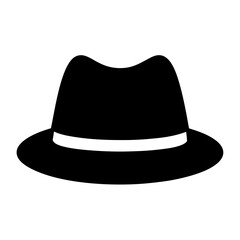 fedora vector silhouette icon, black and white illustration of footwear.