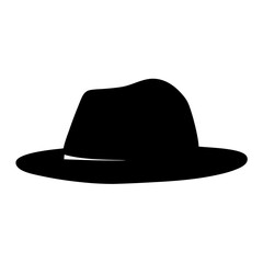 fedora vector silhouette icon, black and white illustration of footwear.