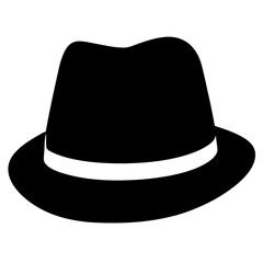 fedoras vector silhouette icon, black and white illustration of footwear.