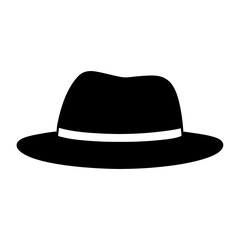 fedoras vector silhouette icon, black and white illustration of footwear.