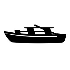 fishing boat , black and white illustration of vehicles.