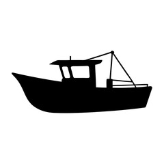 fishing boat , black and white illustration of vehicles.