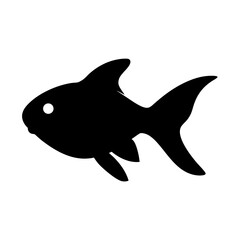 goldfish vector silhouette icon, black and white illustration of fish.