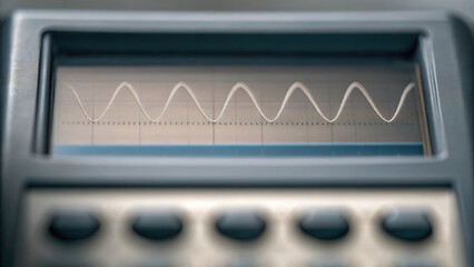Oscilloscope waveform display in computer engineering lab showing sine wave signal for electronic testing and measurement device analysis
