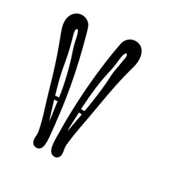hair clips vector silhouette icon, black and white illustration of footwear.