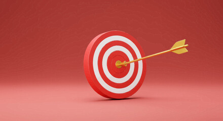Red And White Target With Gold Arrow 3D Render