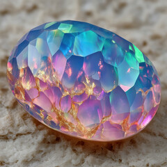 Fototapeta premium Captivating light opal showcasing pastel colors on a textured natural surface