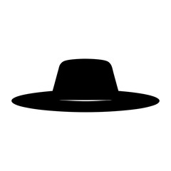 hats vector silhouette icon, black and white illustration of footwear.