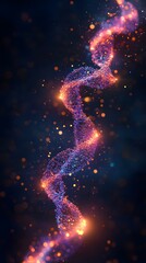 RNA Strand Visualization: A vibrant, glowing RNA strand, spiraling in a fluid motion against a dark background.
