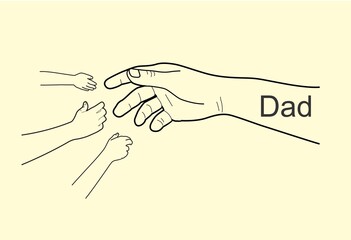 composition with father and children hands