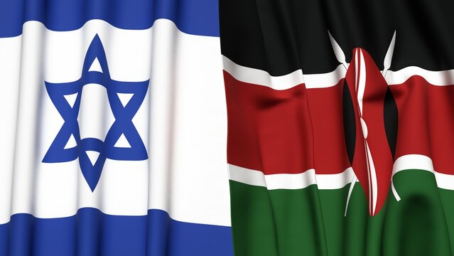 Flags of Israel and KENYA with realistic cloth texture