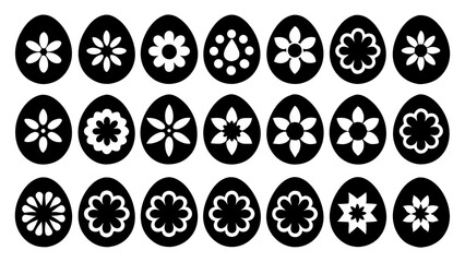 Easter Eggs with Floral Patterns Drawing Clipart