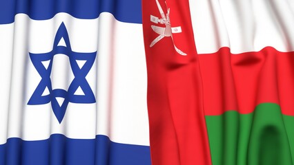 Flags of Israel and OMAN with realistic cloth texture