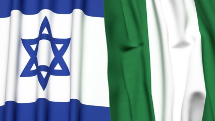 Flags of Israel and NIGERIA with realistic cloth texture