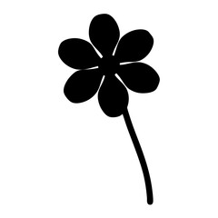 Black and white illustration of japanese anemone , flower silhouette vector designs.