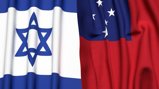 Flags of Israel and SAMOA with realistic cloth texture