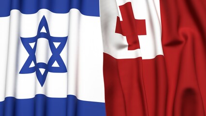 Flags of Israel and TONGA with realistic cloth texture