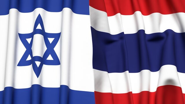 Flags of Israel and THAILAND with realistic cloth texture