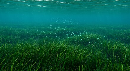 Obraz premium Underwater Seagrass Meadow with Fish