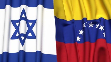 Flags of Israel and Venezuela with realistic cloth texture