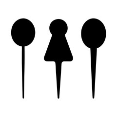 lapel pins vector silhouette icon, black and white illustration of footwear.