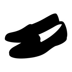 loafers vector silhouette icon, black and white illustration of footwear.