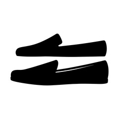 loafers vector silhouette icon, black and white illustration of footwear.