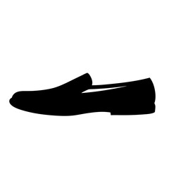 loafers vector silhouette icon, black and white illustration of footwear.