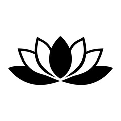 Black and white illustration of lotus , flower silhouette vector designs.
