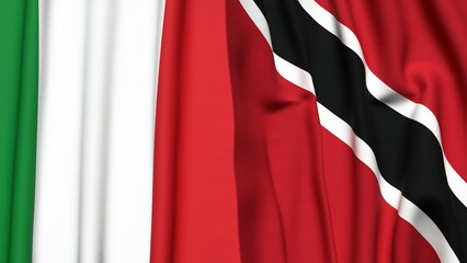 Flags of ITALY and TRINIDAD with realistic cloth texture