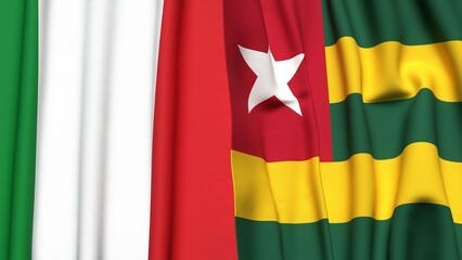 Flags of ITALY and TOGO with realistic cloth texture