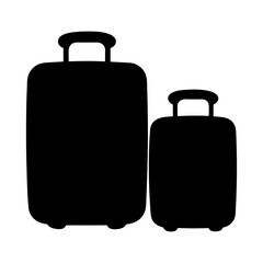 luggage vector silhouette icon, black and white illustration of footwear.