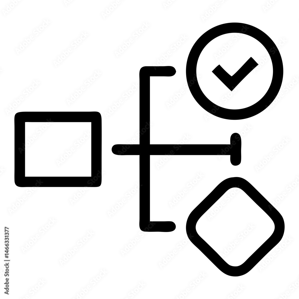 Poster flowchart process diagram with decision and approval check mark for business workflow design icon is
