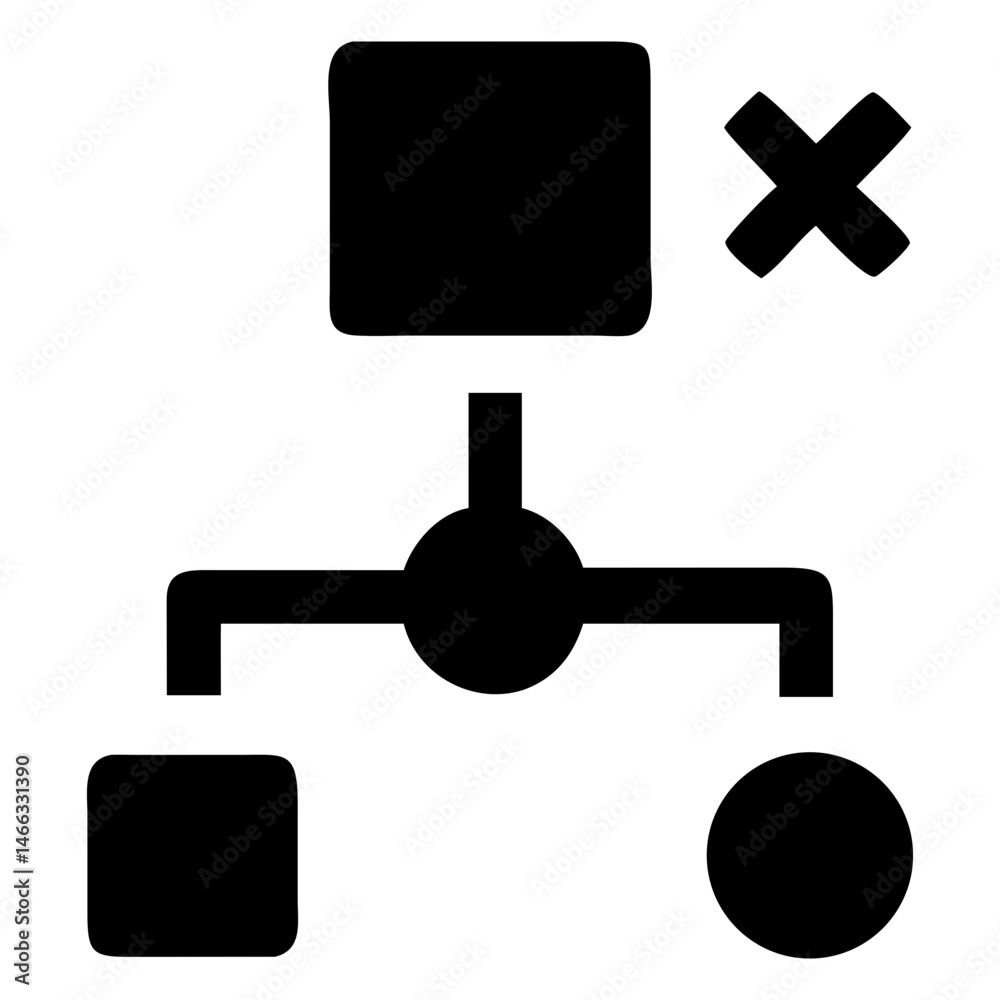Aufkleber hierarchy chart diagram with square circle and x mark for business process and management workflow d