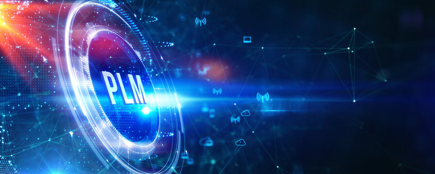 PLM Product lifecycle management system technology concept. Technology, Internet and network concept. 3d illustration