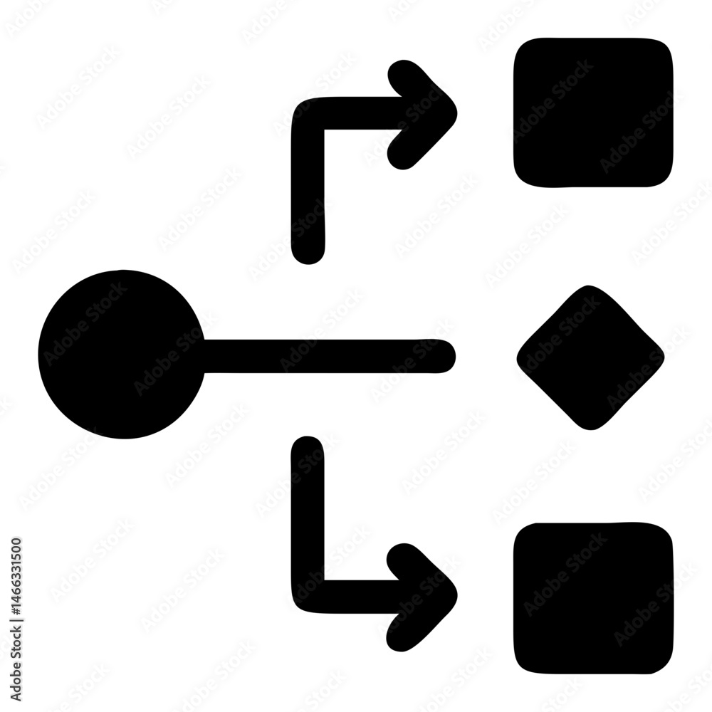 Poster flowchart diagram process workflow icon showing decision making and data analysis for business strat