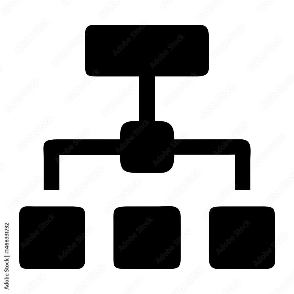 Poster flowchart diagram icon for organization chart and decision tree illustration and hierarchy structure