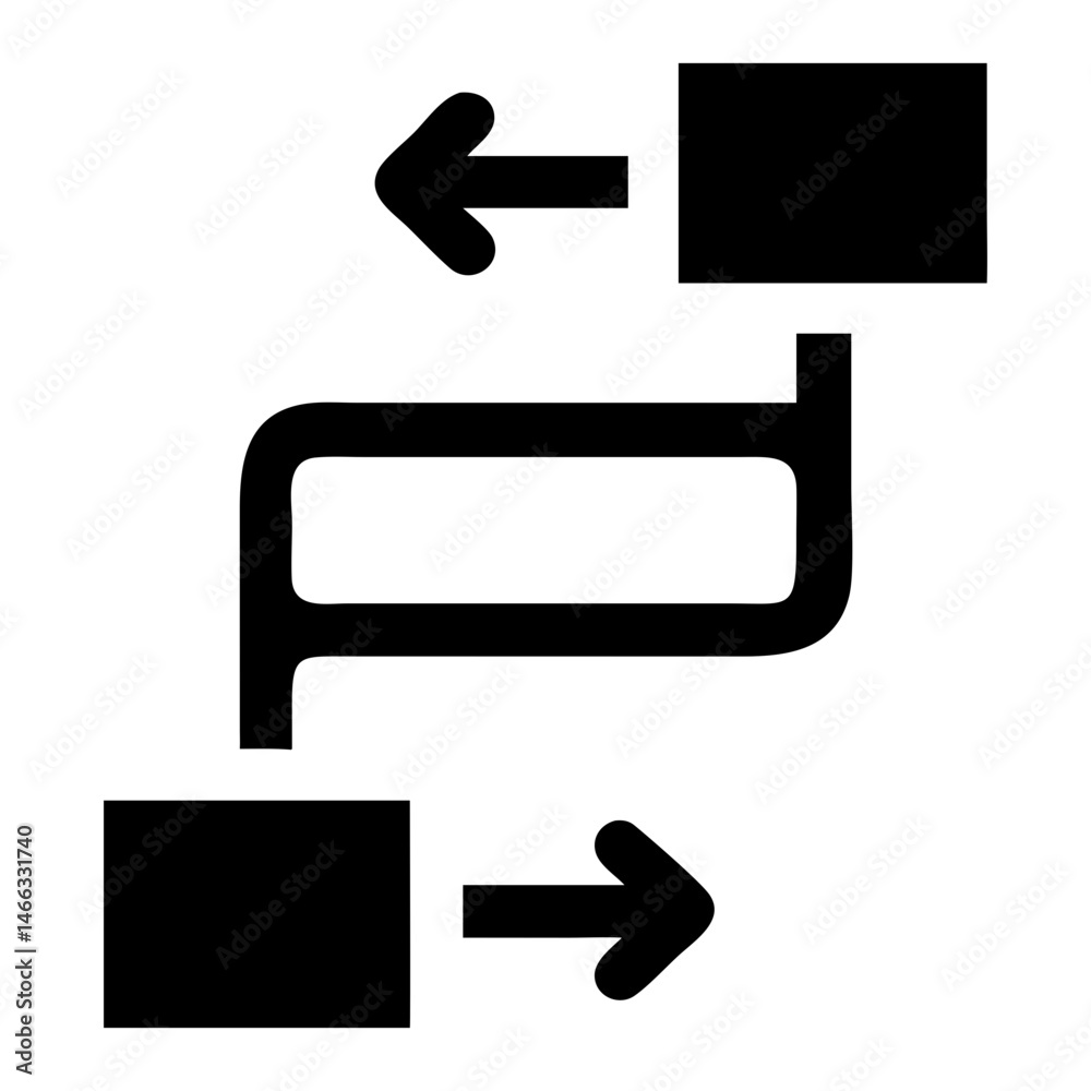 Aufkleber Flowchart process diagram with arrows and blocks for data analysis and workflow visualization tool isolated on transparent background