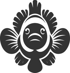 Vector silhouette of a clown fish black drawing