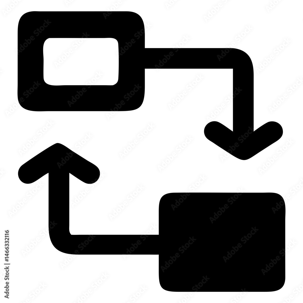 Poster workflow process diagram icon for business process automation and data flow management illustration 