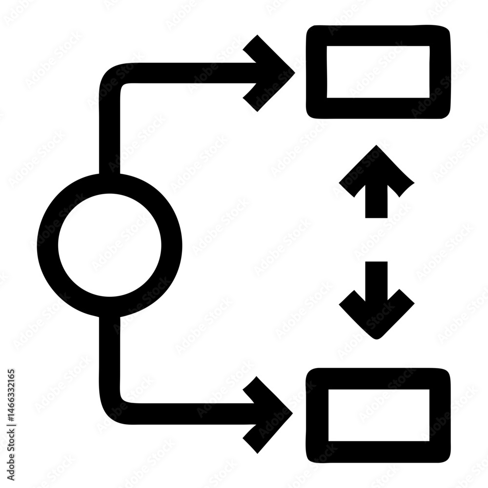 Aufkleber Flowchart diagram process with decision node and arrows for data flow visualization and workflow design isolated on transparent background