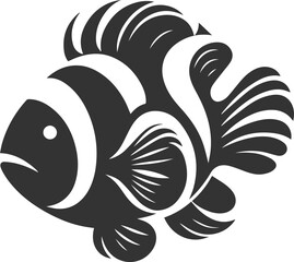 Vector silhouette of a clown fish black drawing