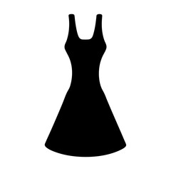 mini dress vector silhouette icon, black and white illustration of clothing.