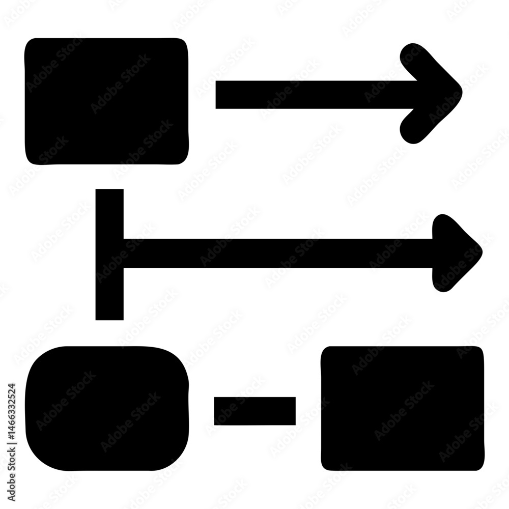 Aufkleber Flowchart diagram process mapping workflow visualization with arrows and boxes for data analysis and design isolated on transparent background