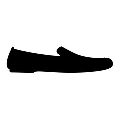 moccasins vector silhouette icon, black and white illustration of footwear.