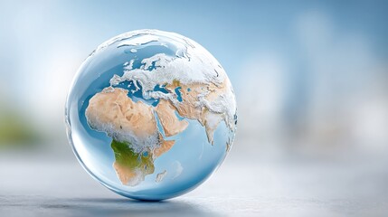 Global Economy Trade Agreements Negotiations A globe representing Earth with a focus on Africa and blue oceans.