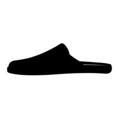 mules shoes vector silhouette icon, black and white illustration of footwear.